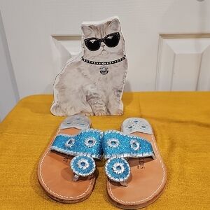 Jack Rogers Leather Glitter Navajo Sandals UK 5.5/ US 7.5